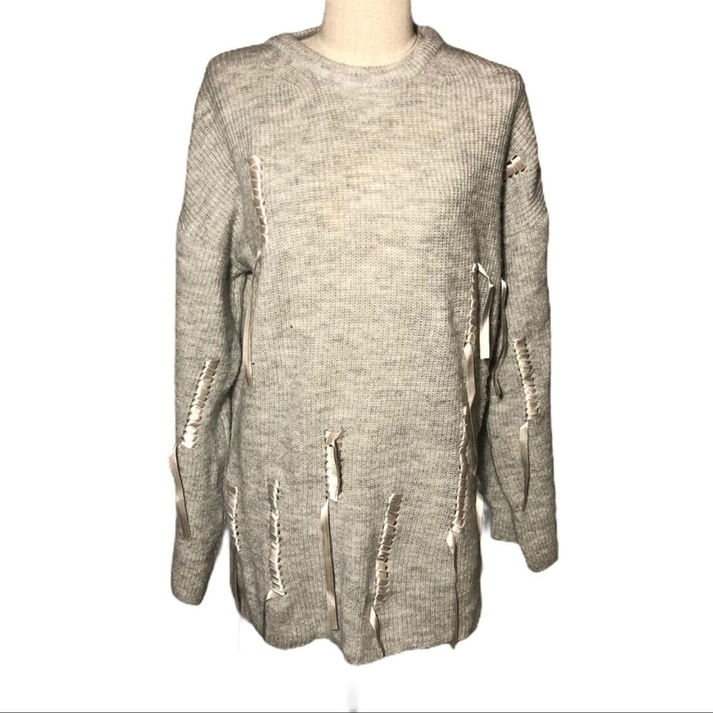 Topshop 6 pale grey oversized tunic sweater